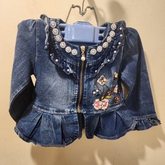 GIRLS Bundle of 2 Pieces Jumpsuit and Denim Jacket Size 12M - Picture 4 of 16